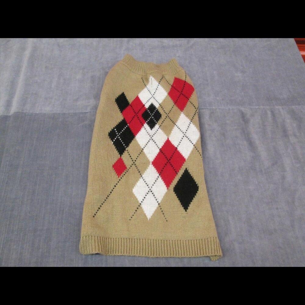 Argyle Sweater Vest For Dogs In Brown With Black White And Red Size Medium